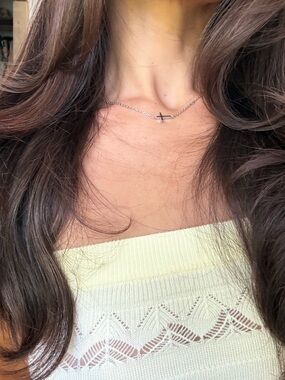 Delicate Side Cross Necklace in Sterling Silver - Everyday Layering
